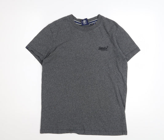 Superdry Men's Grey Cotton Crew Neck Short Sleeve T-Shirt Size S