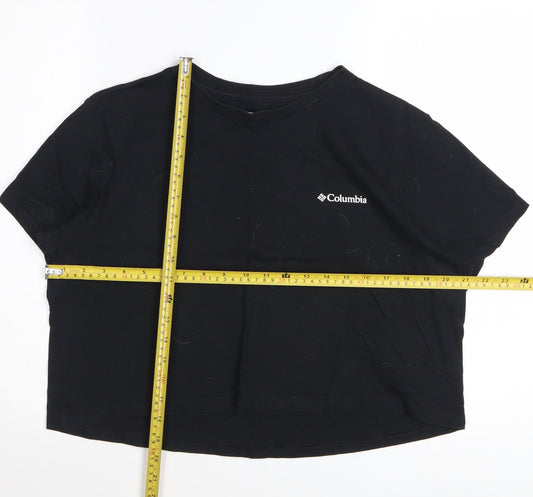 Columbia Women Black Cropped Cotton T-Shirt L Casual Style