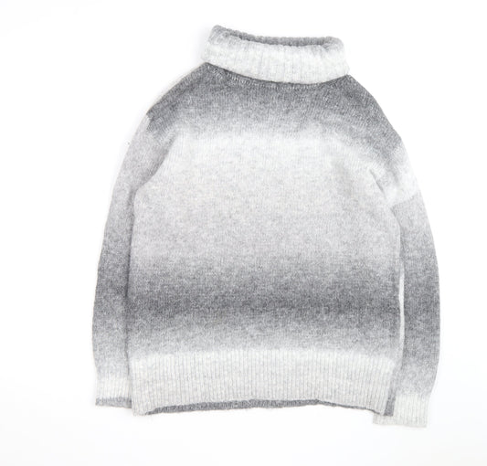 Marks and Spencer Men's Grey Roll Neck Chunky Knit Jumper Medium