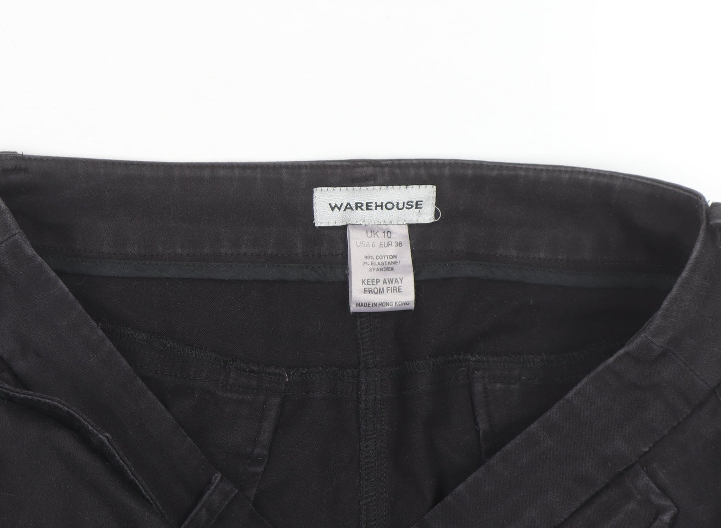 Warehouse Women's Black Chino Shorts Size 10 Stretch Cotton