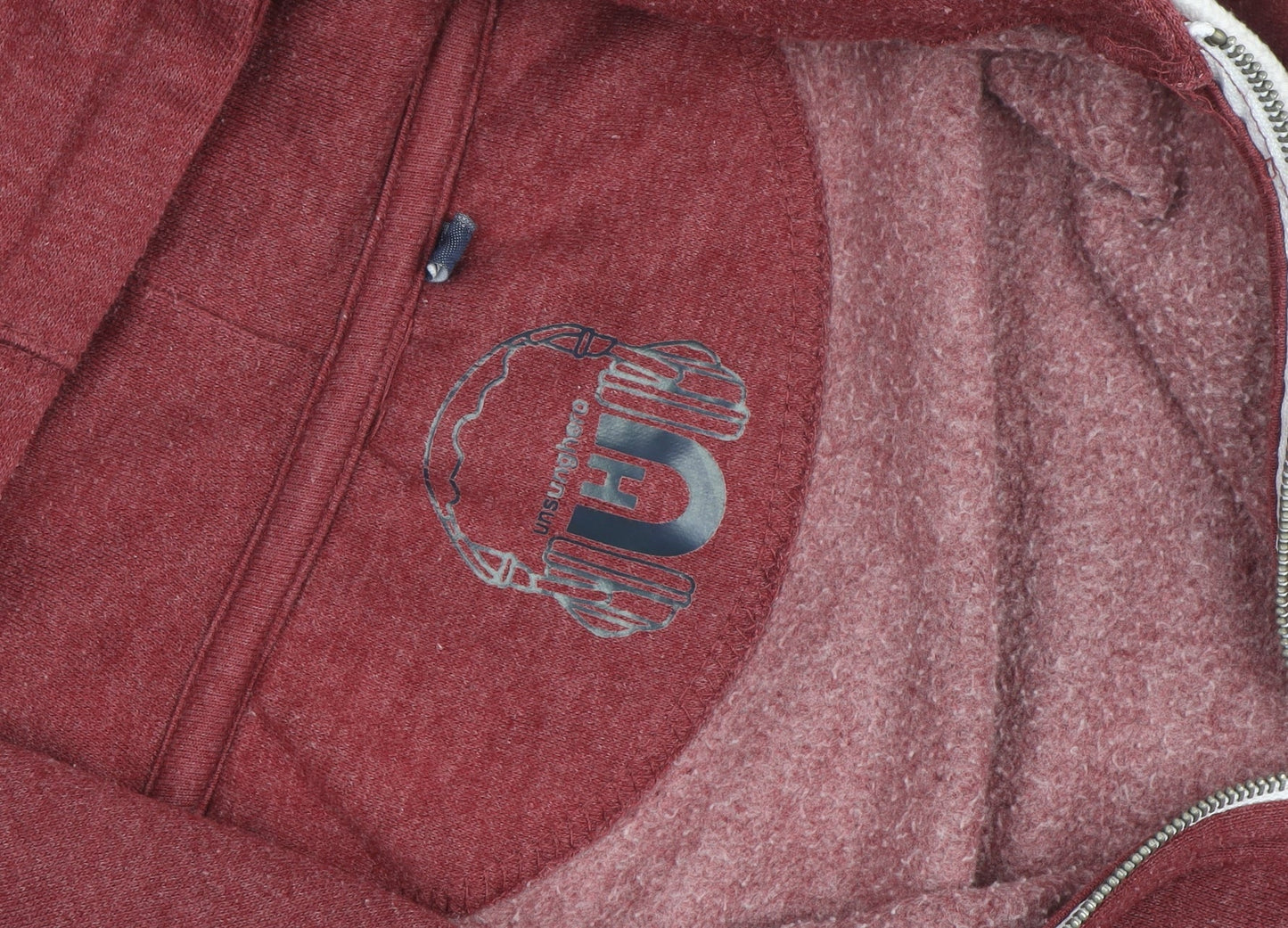 Unsung Hero Men's Red Full Zip Hoodie XXL Cotton Fleece