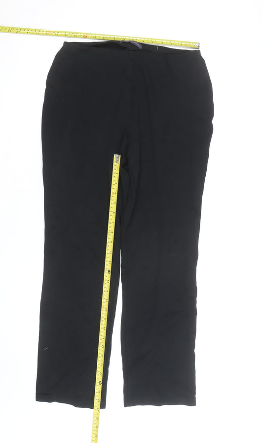 Marks and Spencer Women's Black Size 12 Straight Leg Stretch Trousers