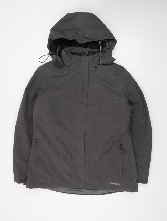 Peter Storm Womens Grey Waterproof Hooded Parka Jacket Size 14