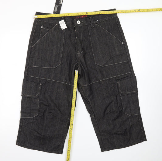 Denim Co Men's Black Cargo Denim Shorts W38 Regular Fit