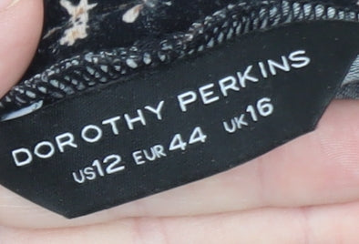 Dorothy Perkins Womens Black Floral Roll Neck Long Sleeve Top UK 16