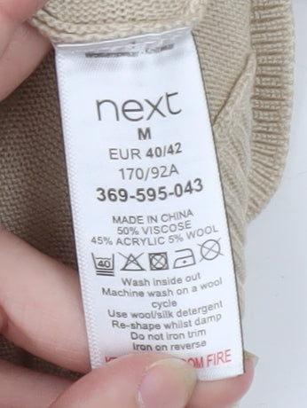 Next Womens Beige Sequin Star V-Neck Jumper Size 12