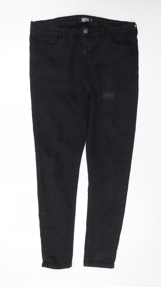 Additional front view of HERA Men’s Black 34S Slim Fit Skinny Jeans Denim Stretch