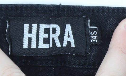 Brand and care label for HERA Men’s Black 34S Slim Fit Skinny Jeans Denim Stretch