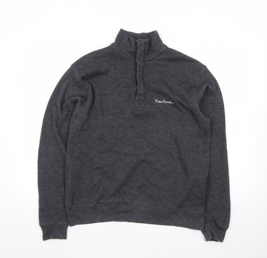 Pierre Cardin Men's Grey 1/4 Zip High Neck Cotton Jumper Size S