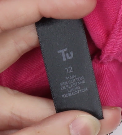 Tu Womens Pink Slim Fit Cropped Jeans Size 12 Cotton Blend