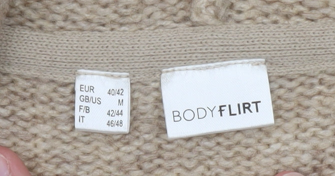Body Flirt Women Beige Hooded Long Sleeve Cardigan M