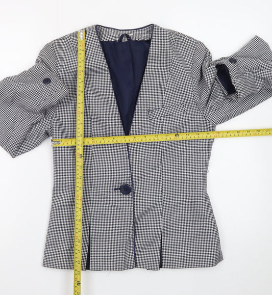 C&A Canda Womens Black & White Houndstooth Blazer Size 10 Single Breasted