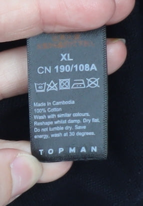 Topman Men's Black XL 1/2 Zip High Neck Cotton Jumper