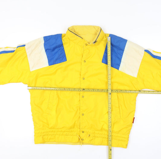 Sportman Men's Yellow Retro Bomber Jacket Size 50 Full Zip Stand-Up Collar
