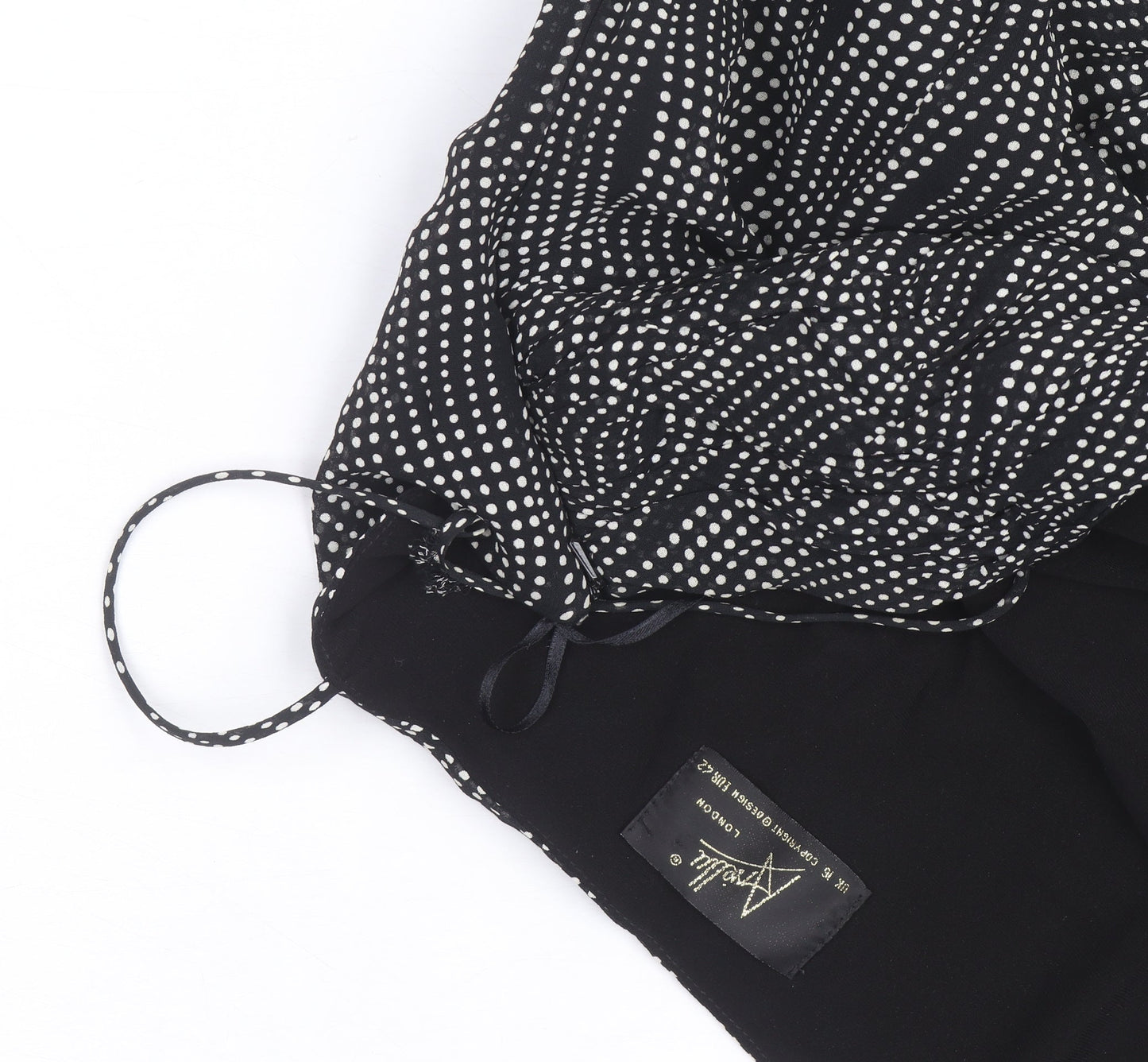Arabella Womens Black Polka Dot Asymmetric Strap Dress Size 12