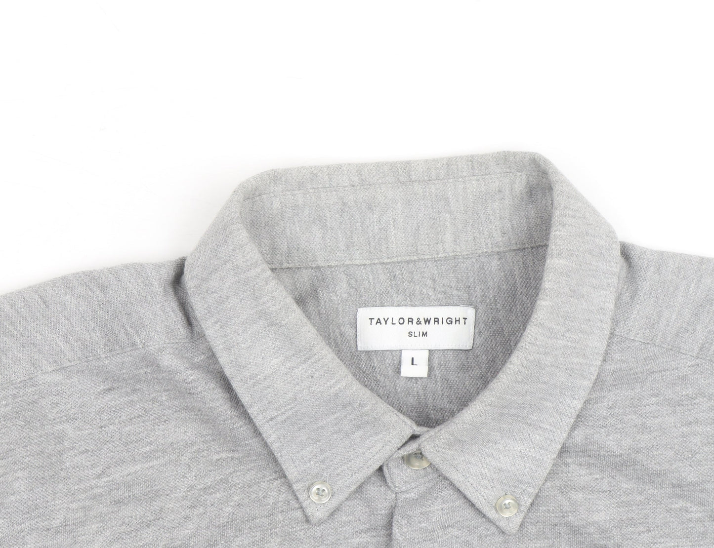 Taylor & Wright Men's Grey Slim Fit Long Sleeve Button-Up Shirt Size L