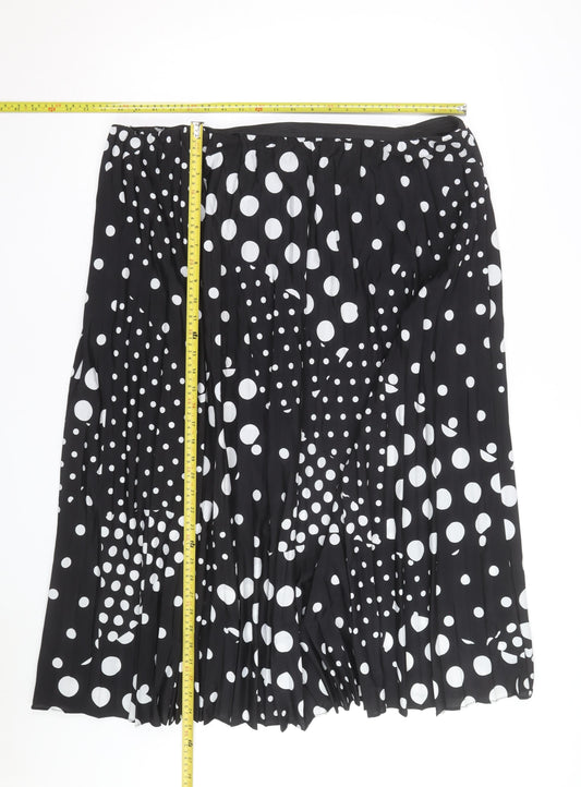 Anthology Women's Black Polka Dot Pleated Midi Skirt Size 16