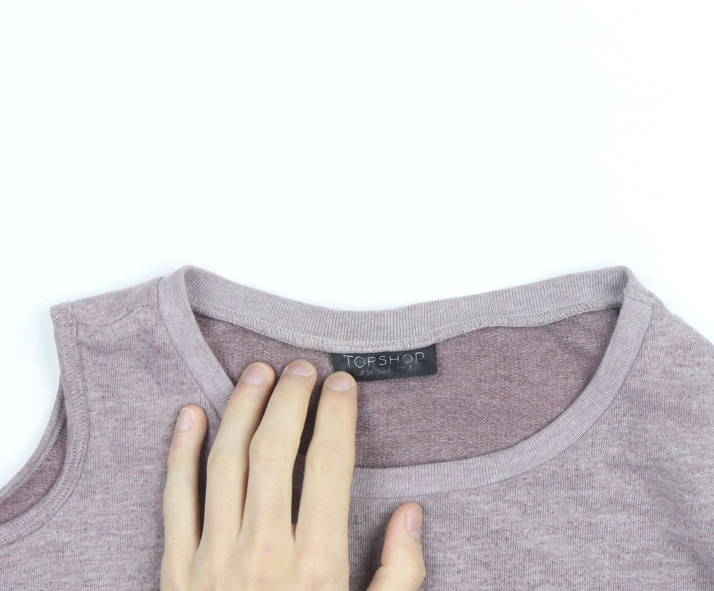 Topshop Womens Pink Grey Cold Shoulder Pullover Sweatshirt Size 8