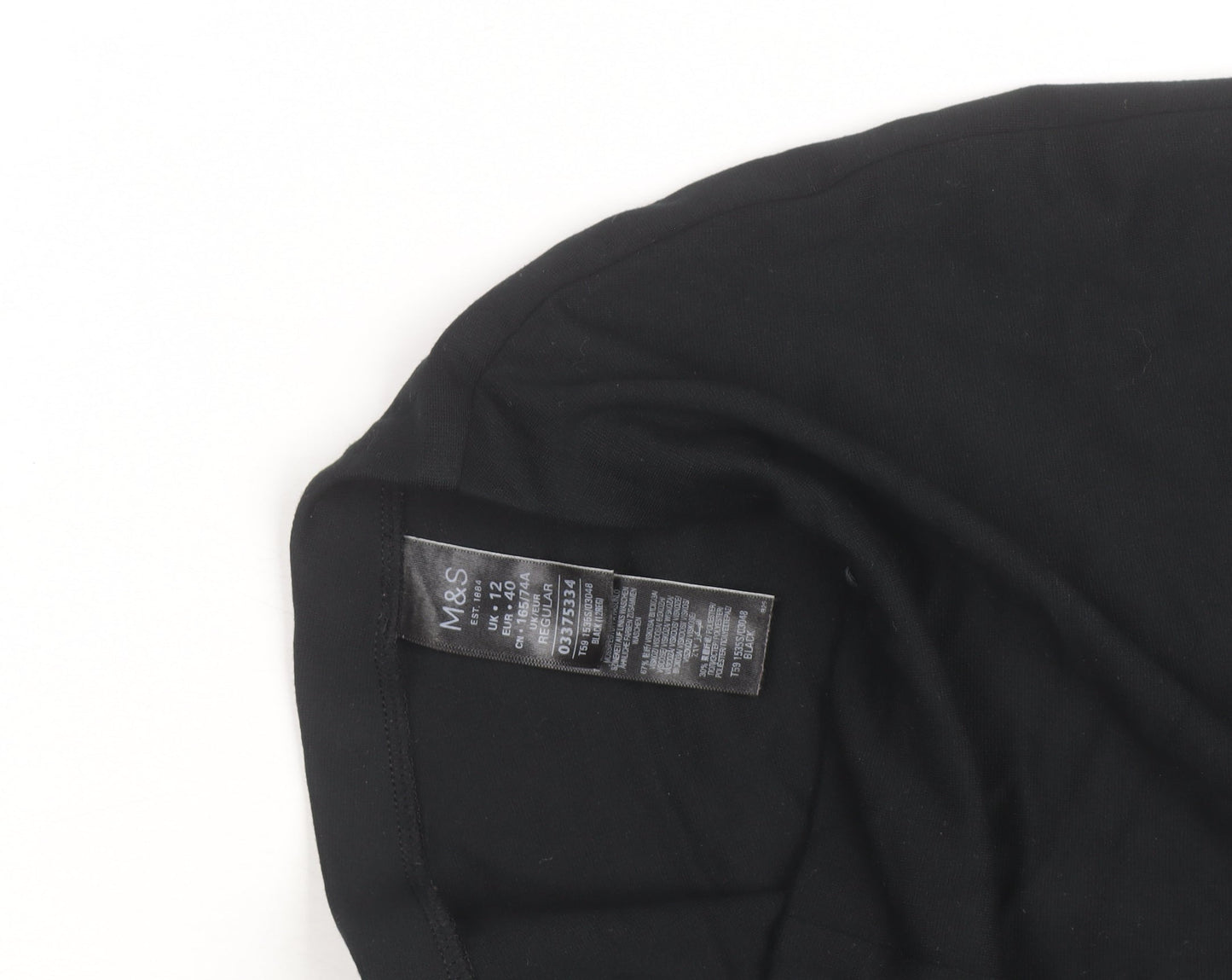 Marks and Spencer Womens Black Size 12 Stretch Jersey Straight Trousers
