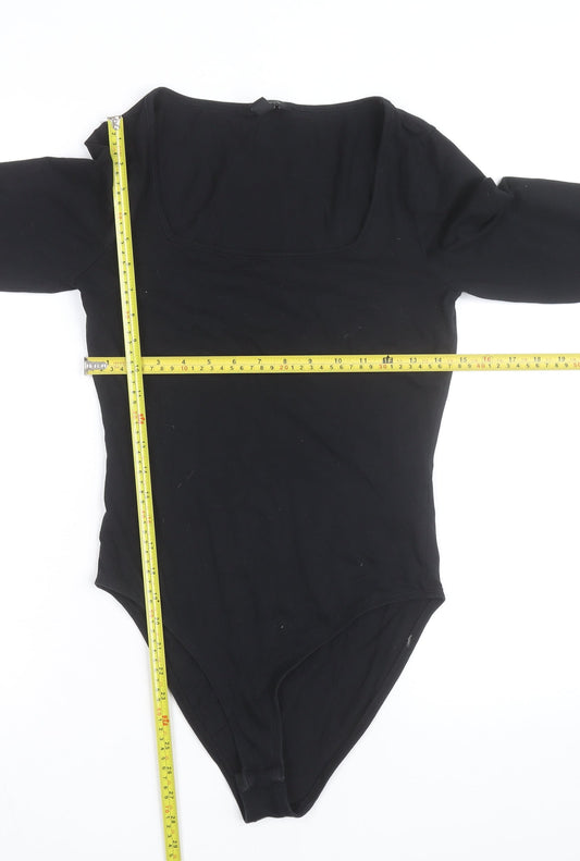 New Look Women’s Black Long Sleeve Square Neck Bodysuit Size 12