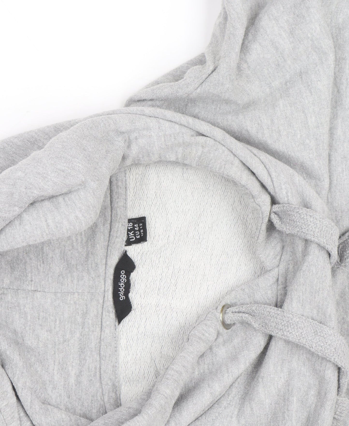Golddigga Women’s Grey Pullover Hoodie UK 16 Cotton Blend Casual
