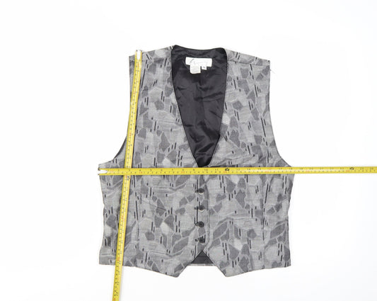 Haley Womens Grey Geometric Cotton Waistcoat Size M Formal Lined