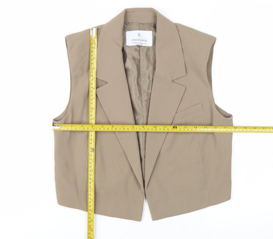 Stradivarius Women Beige Suit Waistcoat Size M Tailored Vest