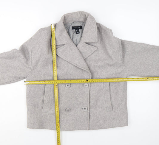 New Look Women Grey Double-Breasted Cropped Blazer UK 12