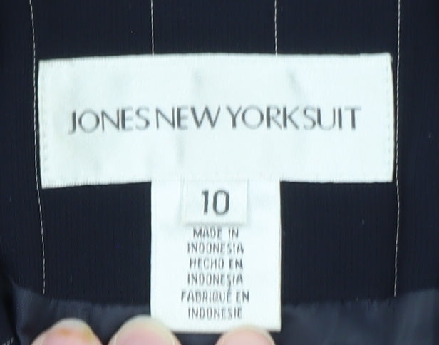 Jones New York Suit Women Navy Pinstripe Double-Breasted Blazer Size 10