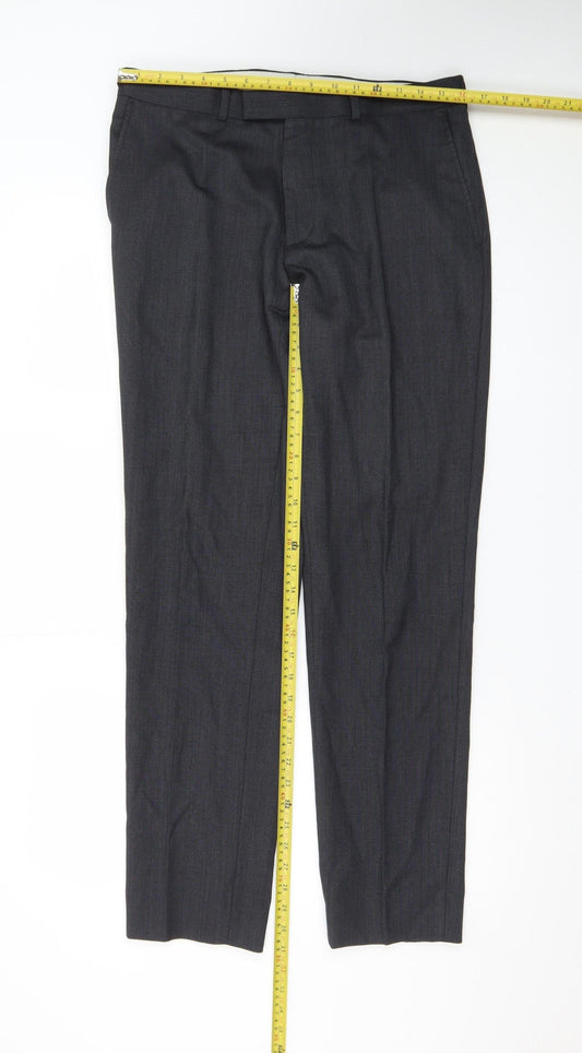Marks and Spencer Men's Grey Wool Dress Trousers 32W 31L