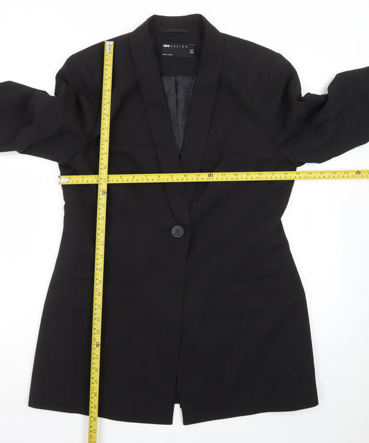 ASOS Design Women's Black Longline Shawl Collar Blazer UK 14