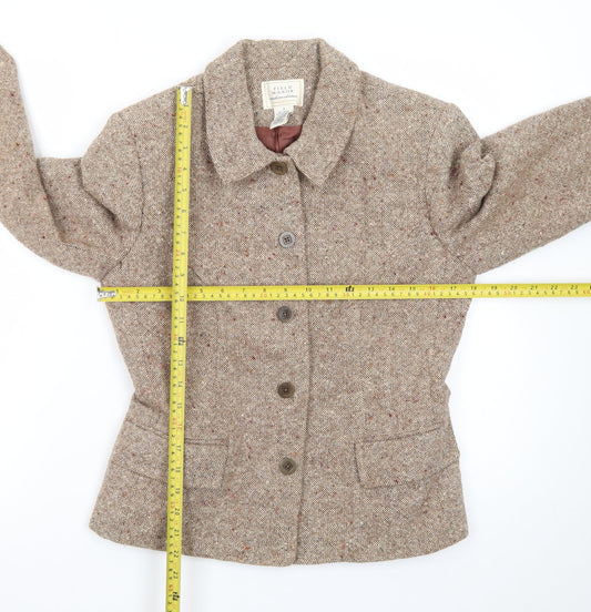 Field Manor Women's Beige Wool Blend Tailored Blazer Size 4 Classic Fit