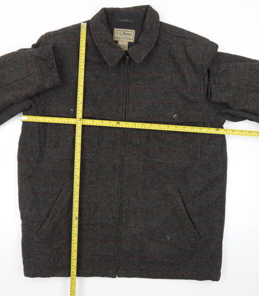 L.L.Bean Men’s Grey Checked Wool Blend XL Tall Lined Jacket