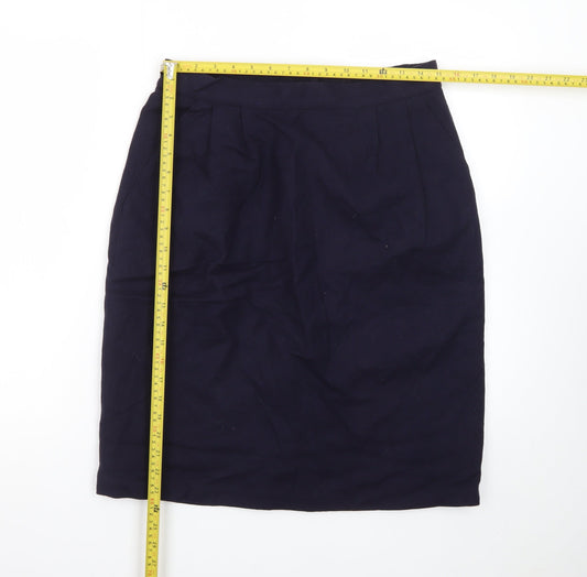 Sag Harbor Women Blue Wool Knee Length Pencil Skirt Size 14