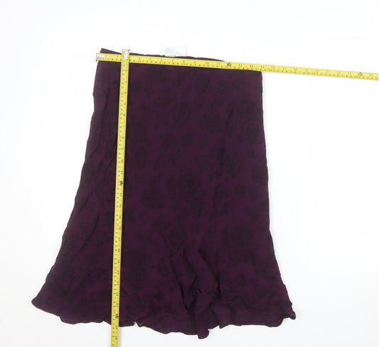 Wallis Women’s Purple Floral Midi Flare Skirt Size 10 Petite