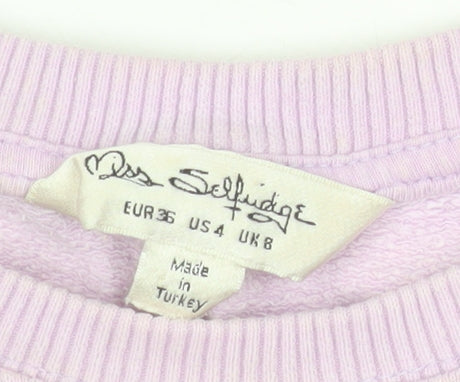 Additional view of Miss Selfridge Women Lilac Crop Pullover Sweatshirt UK 8 Cotton