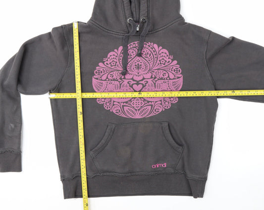 Animal Women's Grey Pink Graphic Pullover Hoodie Size 14