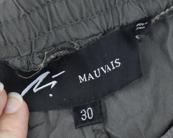 Mauvais Men's Grey Cargo Trousers Size 30 Slim Fit Elastic Waist