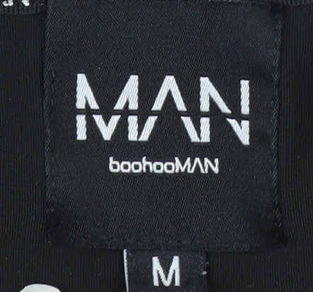 boohooMAN Men’s Black Slim Fit 1/4 Zip Long Sleeve Activewear Top M