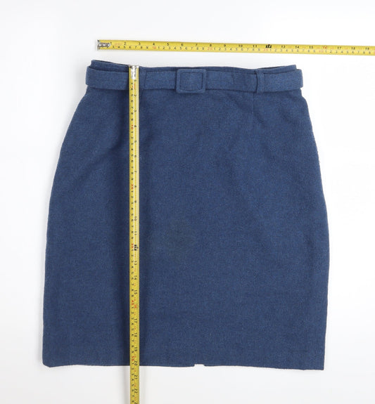 San Francisco Collection Women's Blue Wool Blend Knee Length Pencil Skirt Size 8