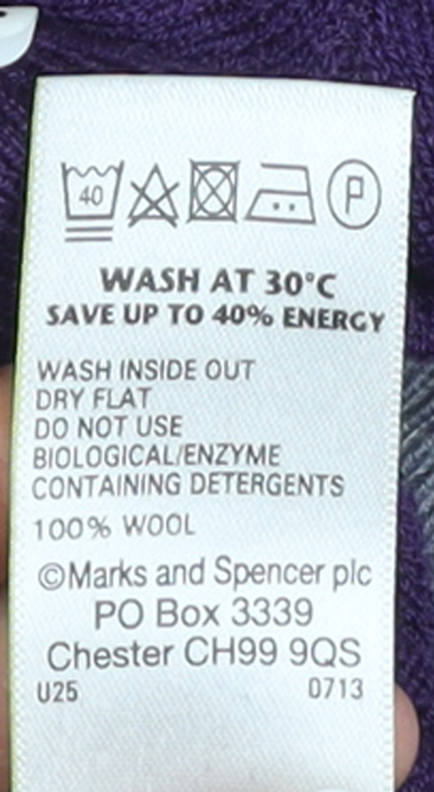 Marks and Spencer Men's Purple Wool 1/2 Zip Jumper XL