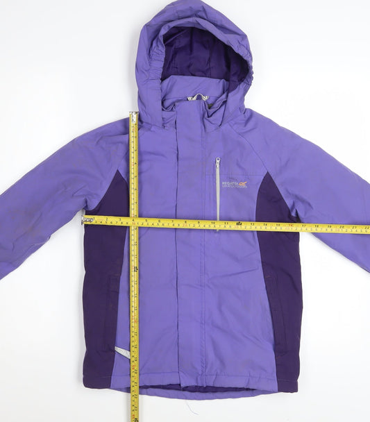 Regatta Girls Purple Waterproof Hooded Puffer Jacket 9-10 Years