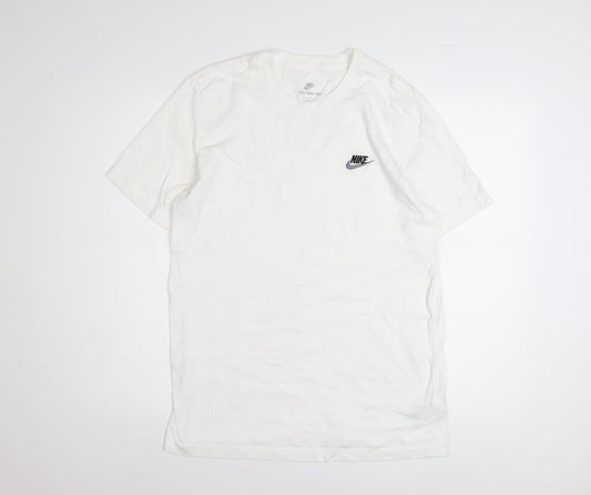 Nike Men's White Cotton Crew Neck Short Sleeve T-Shirt M