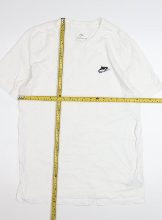 Nike Men's White Cotton Crew Neck Short Sleeve T-Shirt M