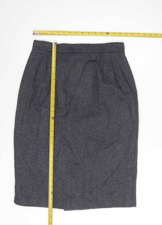 Norman Women Grey Tweed Pencil Skirt Size 12 Vintage Workwear