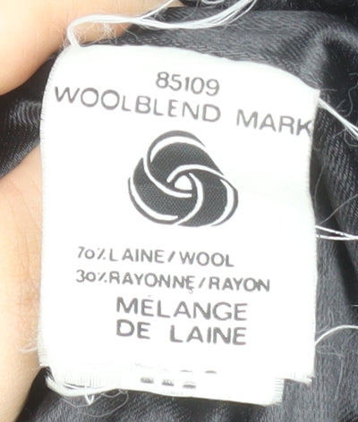 Collection Elégante Women's Black Wool Blend Herringbone Mid-Length Coat Size 12