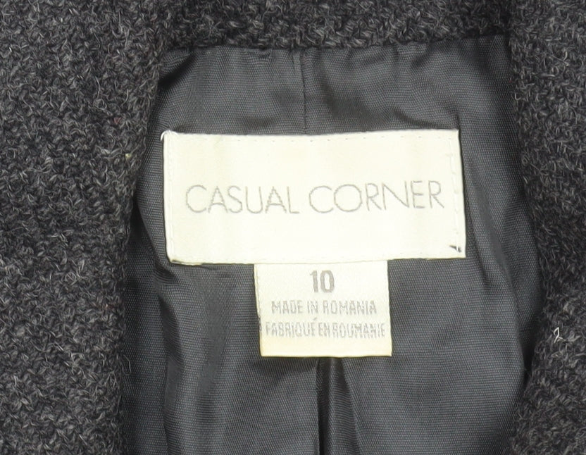 Casual Corner Women's Grey Wool Long Overcoat Size 10