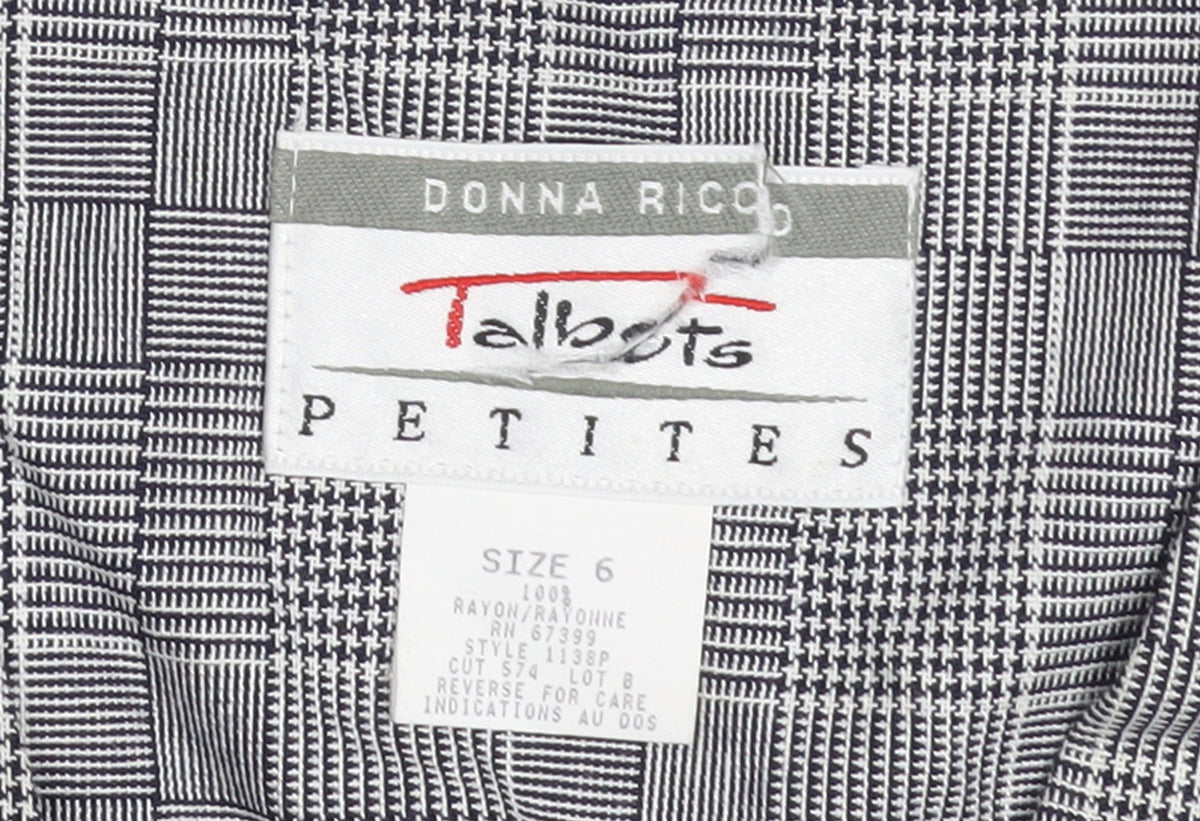 Brand and care label for Talbots Petites Grey Check Sheath Business Dress, size 6