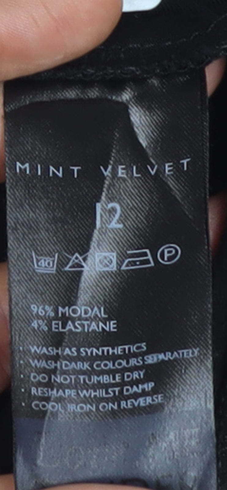 Mint Velvet Womens Black Long Sleeve Modal Top Size 12