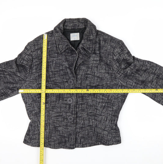 Oasis Women Black Tweed Cropped Blazer Jacket Size 16 Regular